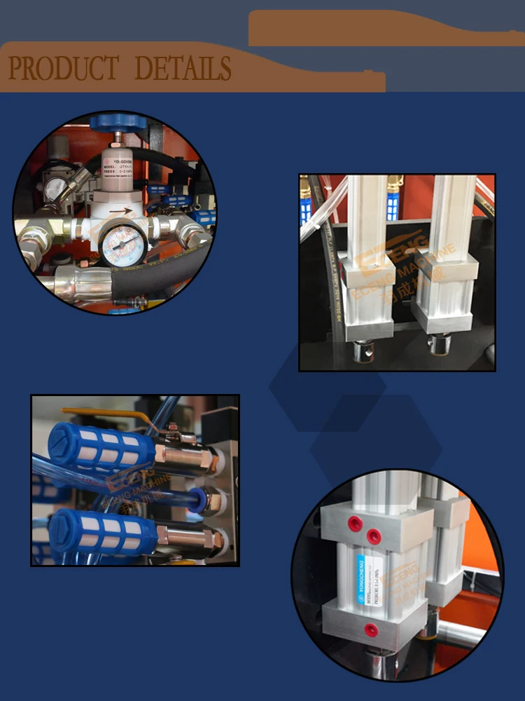 Easy to operate 2cavitie 800BPH semi automatic PET blow molding 50ml to 2000ml bottle blowing machine price