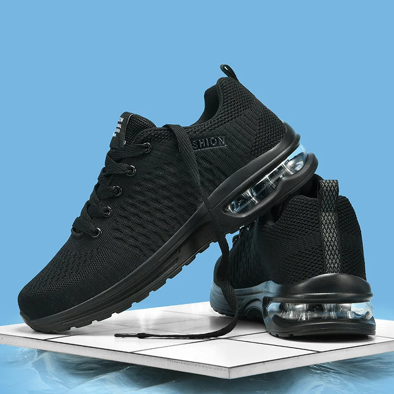 Men's Lightweight Black Athletic Running Shoes Breathable Sport Air