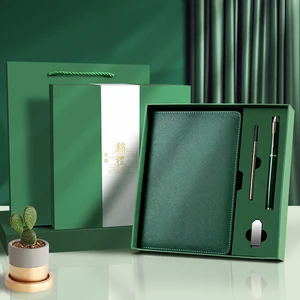 High Quality A5 Leather Notebook for Gift Promotional Business Notebook and Pen Gift Set