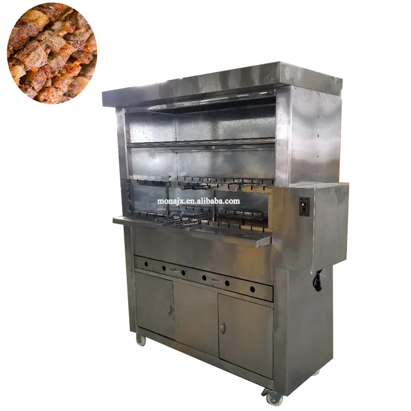 Brazilian Automatic Rotating Charcoal Roast Grill Machine/LGP Gas Shawarma Meat Barbecue Stove/Electric Heating Doner Kebab BBQ