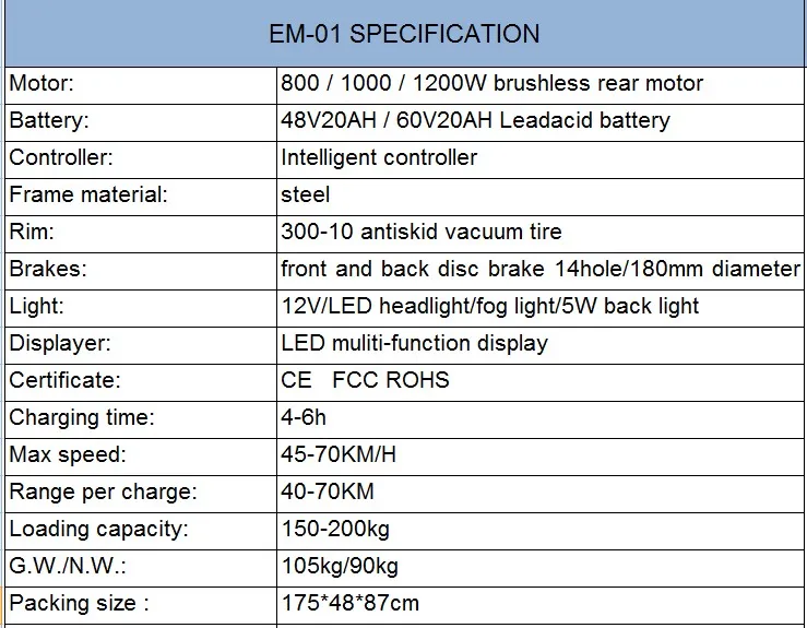 Hot Sell 3 Speed Low Step  48v 60v 800w 1000w strong power Lead acid battery scooter Electric Motorcycle