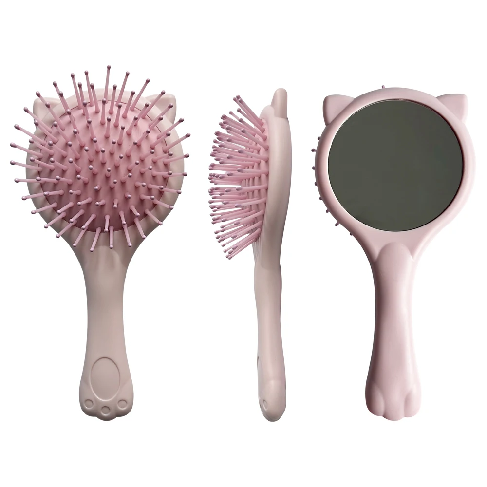 Travel Cartoon Cute Hair Brush With Mirror For Kids Hair Care Brush
