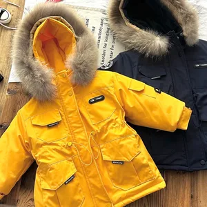 Custom Children's Winter Coat Boy's Girl's Padded Jacket with Hooded Fur Collar & Zipper Closure Filled Clothes for Kids