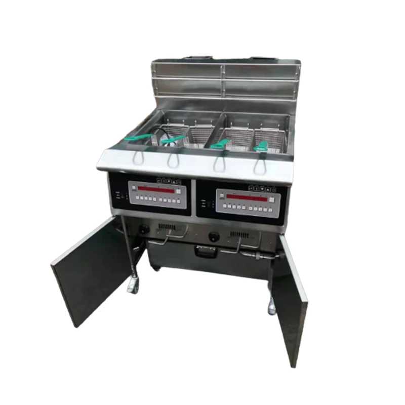 Двойной 2 майка 4 корзины коммерческий газ фритюрницы машина для производства картофельных чипсов типа обжарочная машина для жареной пищи