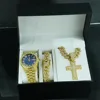 Gold and blue watch set + gift box