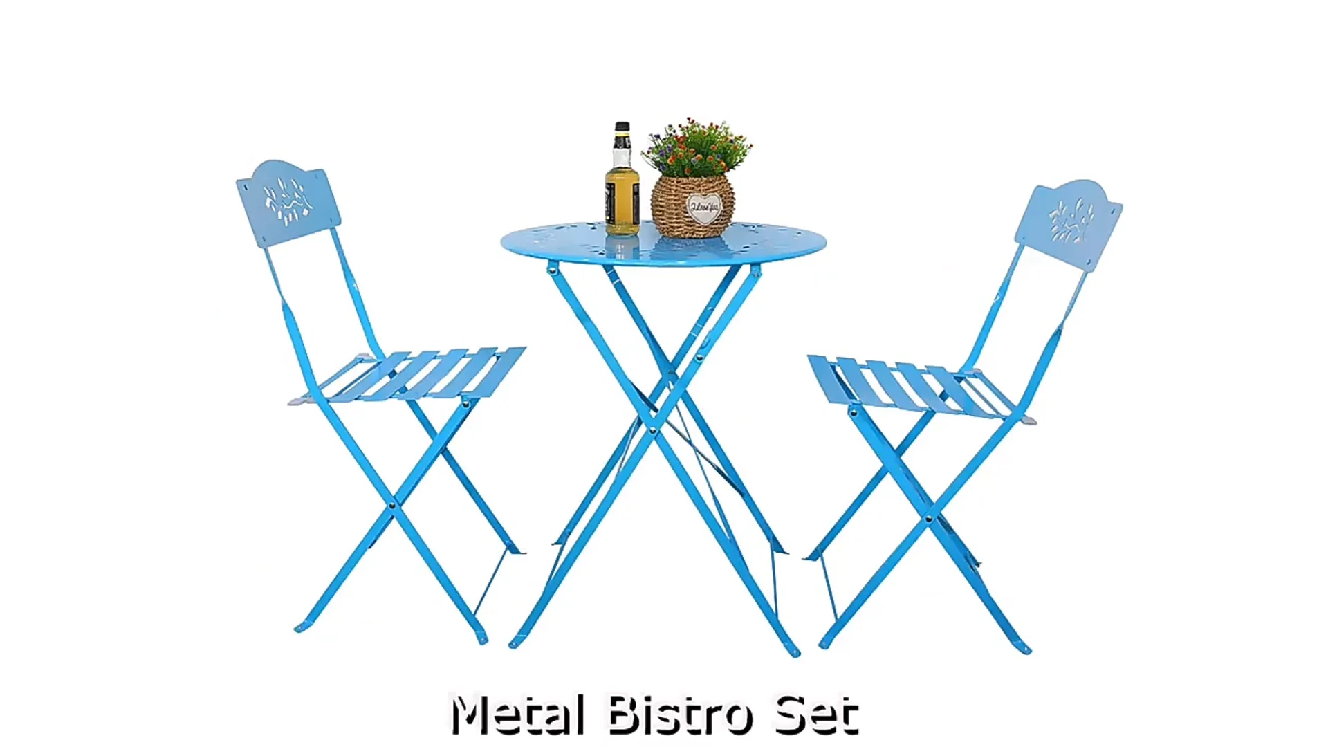 3 Piece Outdoor Patio Table And Chair Set Garden Furniture Portable