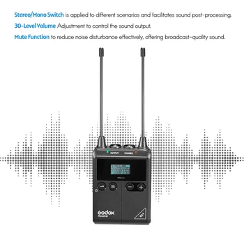 Godox WMicS1 Kit2 UHF Wireless Microphone 2pcs TX1 Portable Body-pack Transmitters+ RX1 Receiver for Smartphone Camera Vlog detail image