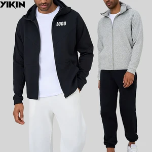 2026 Winter Sport Outfit Men Hoodies Blank Zipper-up Puff Printing Oversized Fleece Zip up Fit Boxy Hoodie for Man