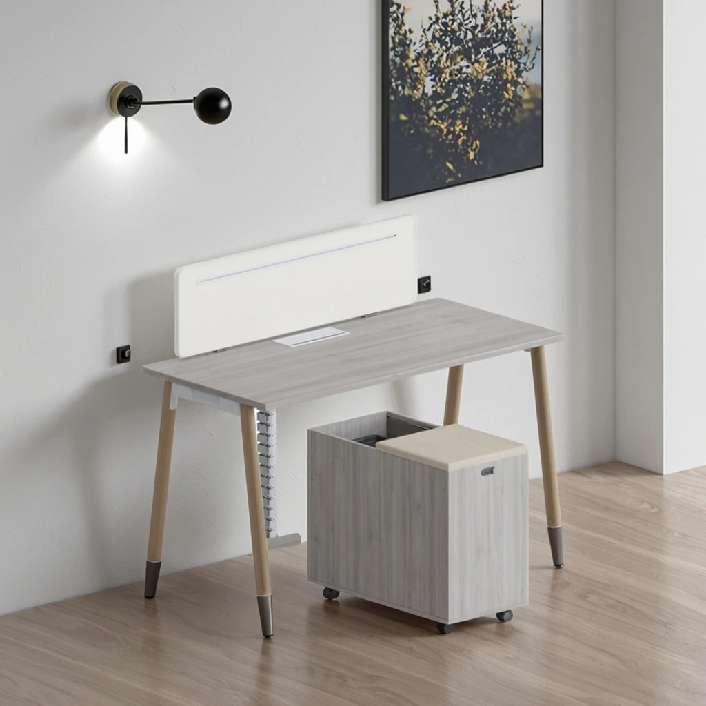 Modern Mobile Support Cabinet Workstation with Storage Shelf and Movable Office Desk Organizer 4