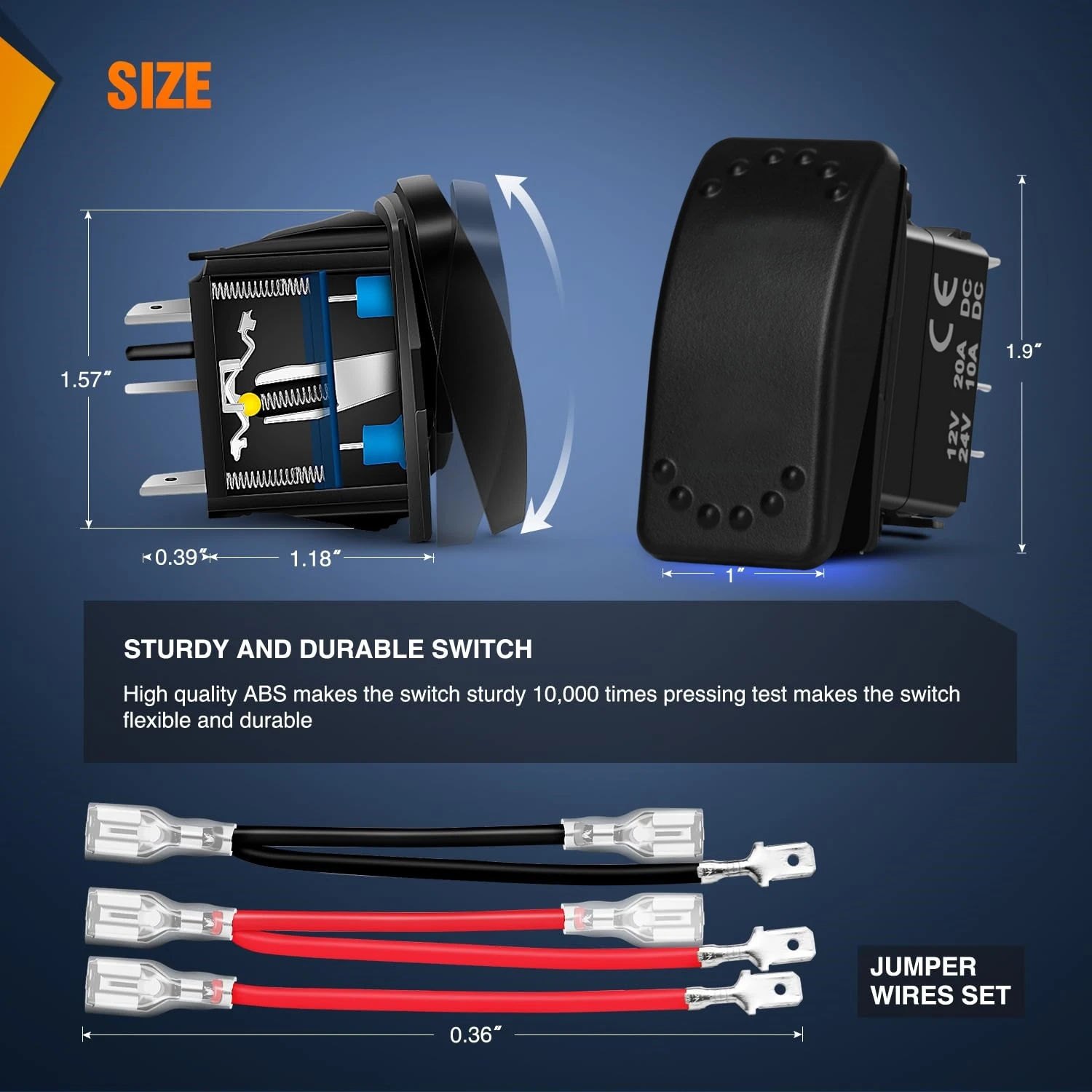 Momentary Rocker Switch 6 Pin 3 Position ON-OFF-ON, 12V 20A Marine Boat ...