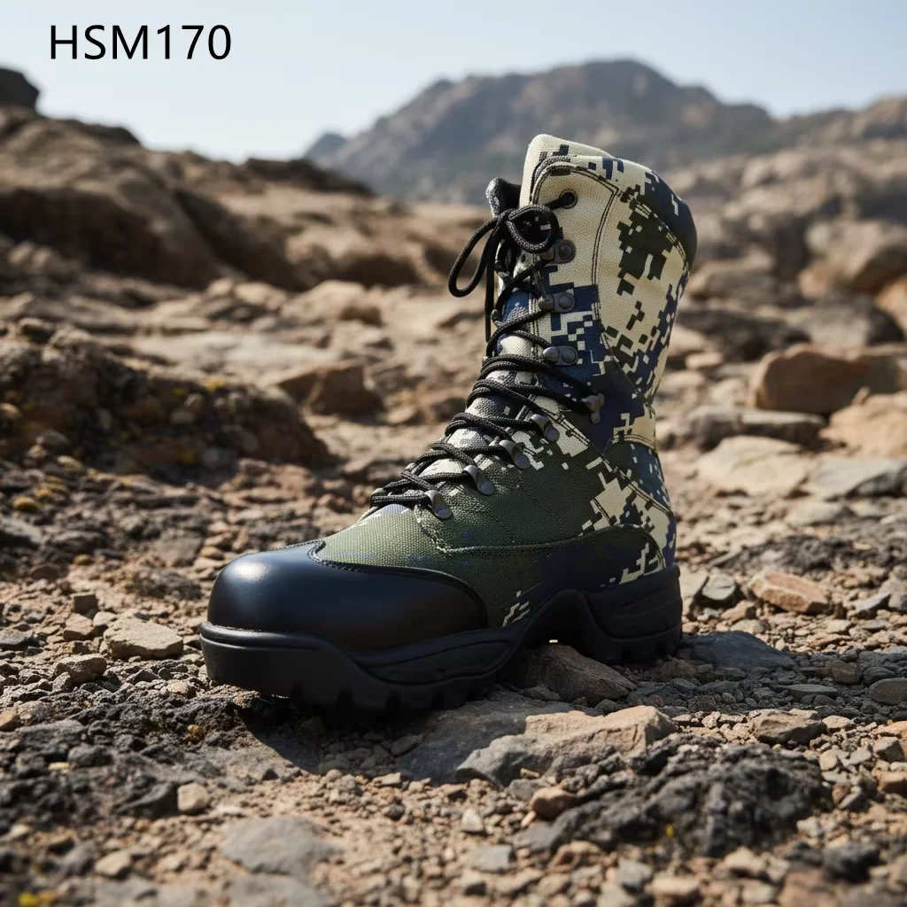 HY,Woodland Training Underfoot Cushioned Sole Tactical Boots Digital Camouflage Nylon Fabric Easy Hidden Combat Boots HSM170