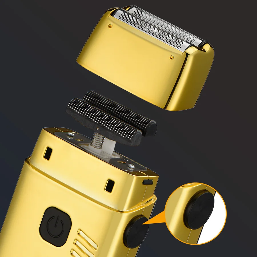 双刀片剃须刀液晶数字显示便携式男士电动剃须刀干湿式USB充电体腹股沟脱毛脱毛器金色