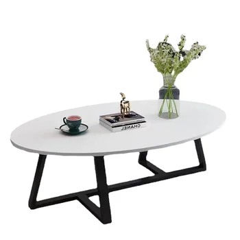 Modern Simple Farmhouse Style Oval Marble Top Side Table for Home Office Dining Entry Tea or Coffee Table