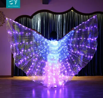 2021 classic women professional performance outfit color changing Belly dance flashing LED isis wings