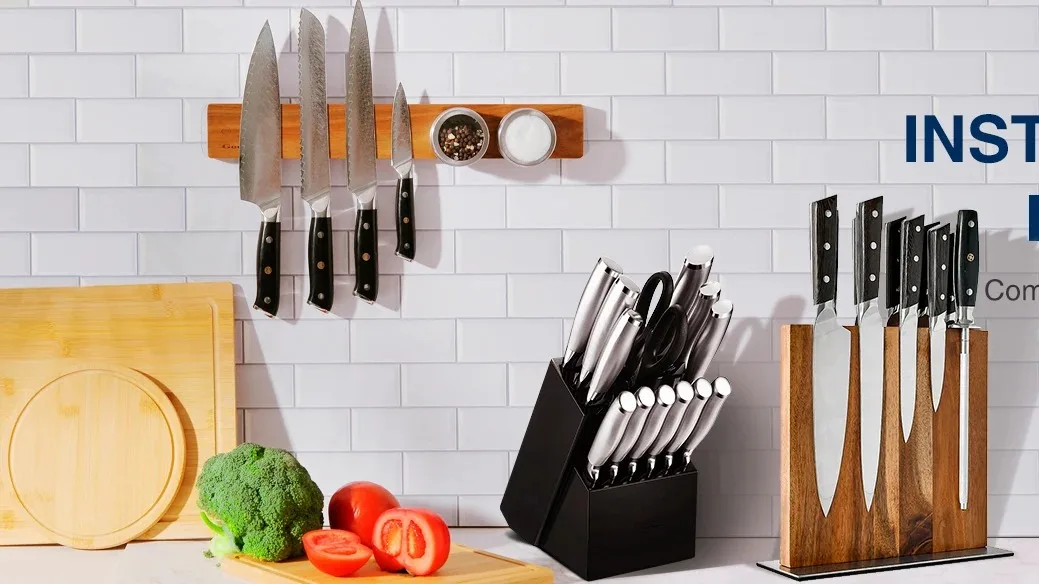 16 Inch Acacia Wooden Knife Bar Knife Block Wall Knife