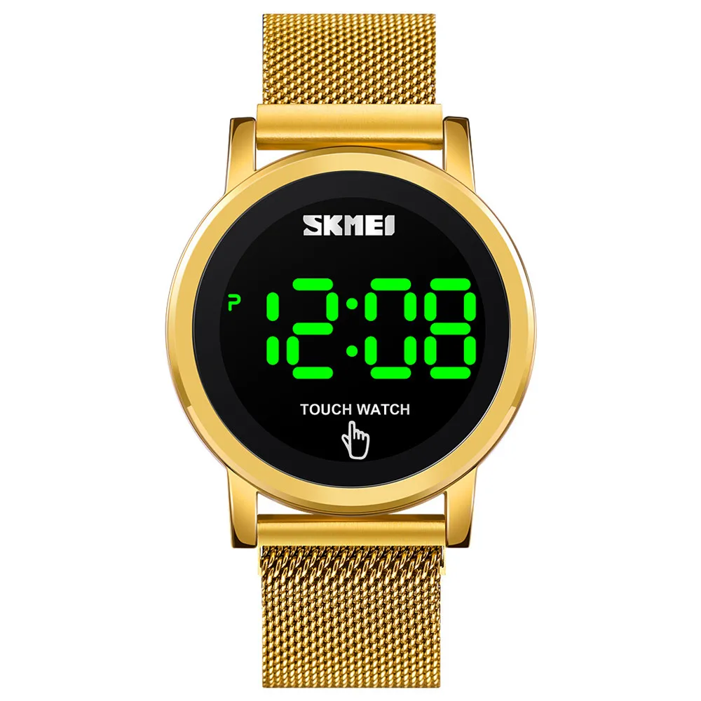 SKMEI 1668 Stainless Steel Mesh Band Touch Screen Magnetic Bracelet Watch Men Women LED Light