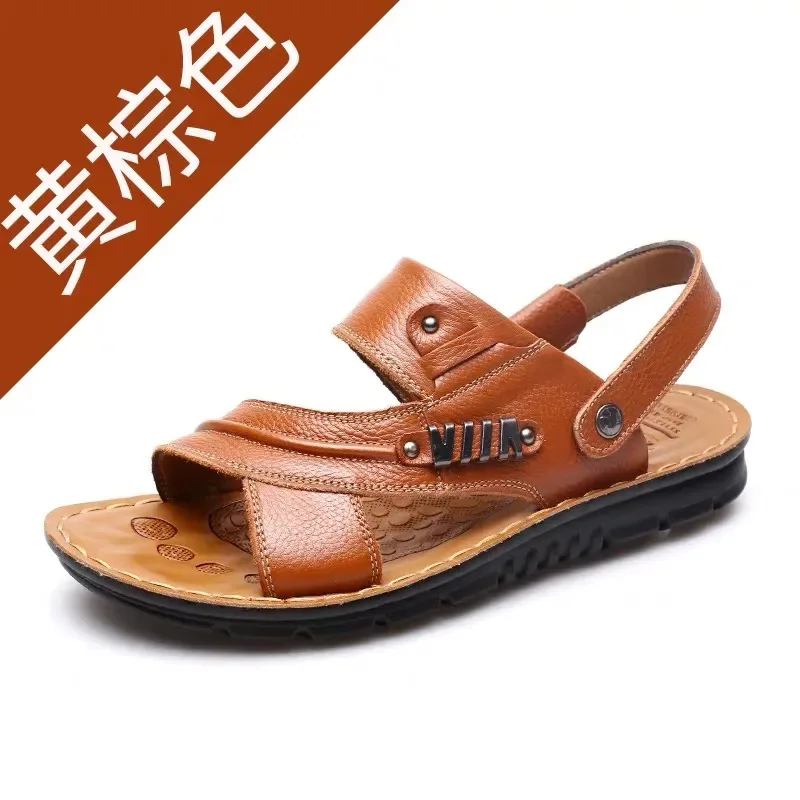 2023 Summer New Men's Sandals Fashion Genuine Leather Beach Shoes Casual Sandals