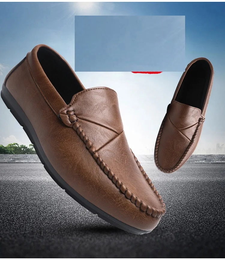 Men's Low Top Leather Casual Walking Shoes Fashionable Durable