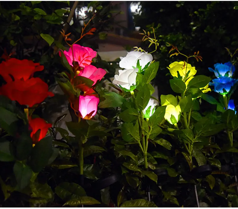 solar rose flower garden lights