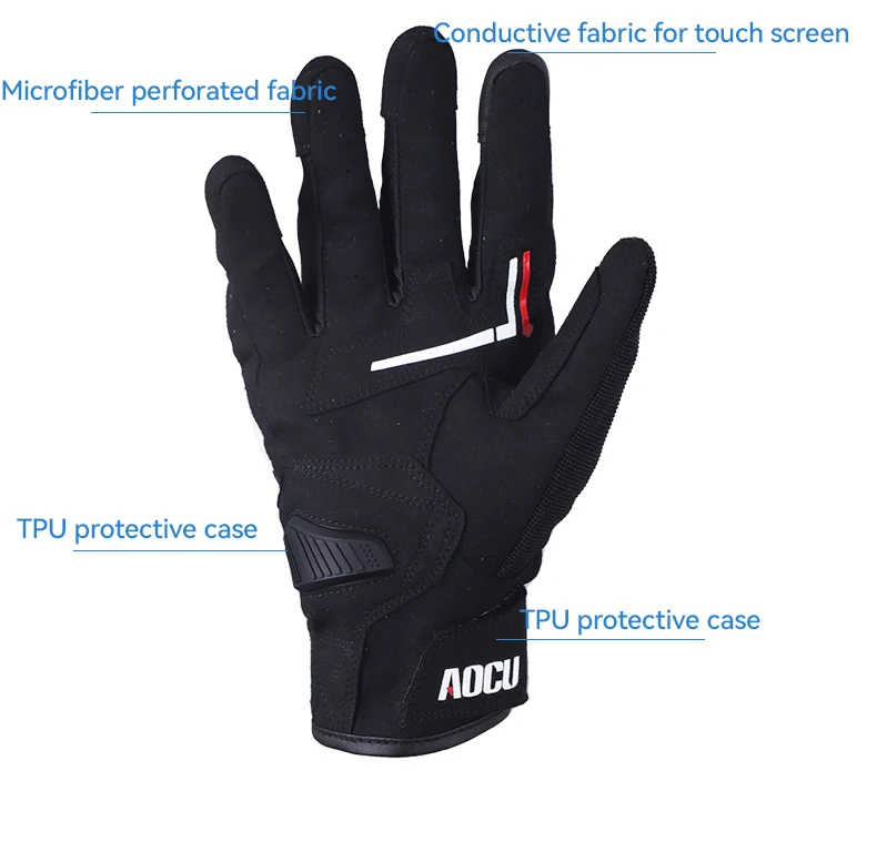 Non Slip Motorcycle Handlebar Gloves 100% Leather Touch Screen Full Finger Hand Gloves For Sport Cycling Outdoor supplier