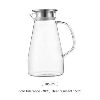 1pc High-capacity Heat-resistant Glass Water Pitcher For Cold/hot Water,  Tea, Fruit Juice, With Infuser For Flower Tea