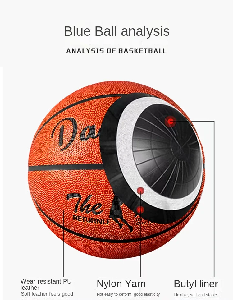 Custom Pu Ball Basketball Wearresistant Antislip Soft Leather Size 7