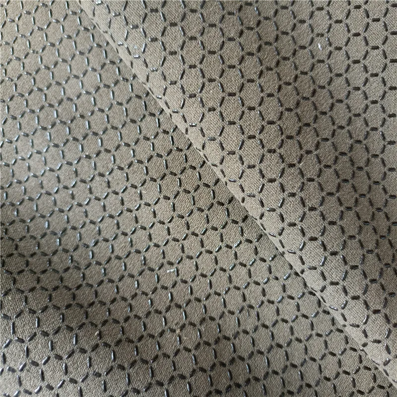 Silicone Coated Printed Hexagonal Printing Polyester Spandex Microfiber Suede Non slip Fabric for Anti slip Mattress