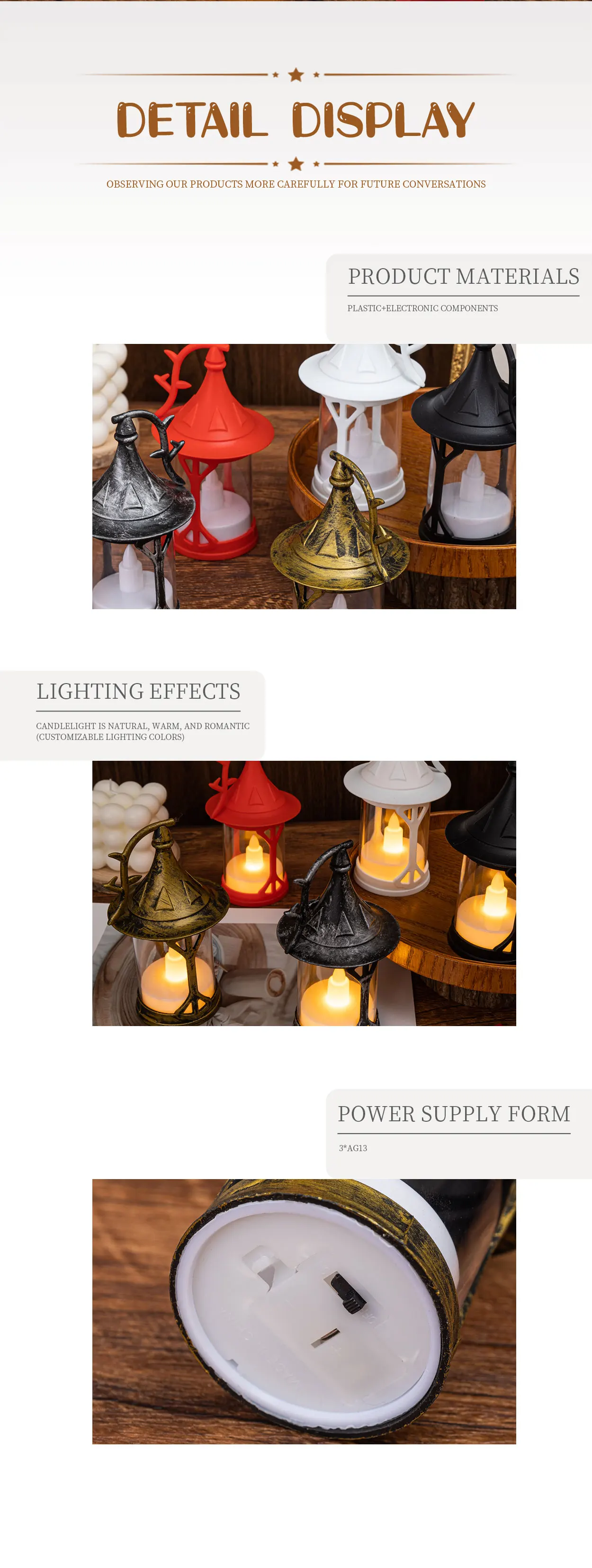 product magic hat wind lamp candle flameless led candle halloween christmas holiday decoration home decoration retro wind lamp-30