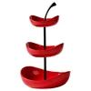 Plato de cerezas (grande, de tres niveles/rojo)