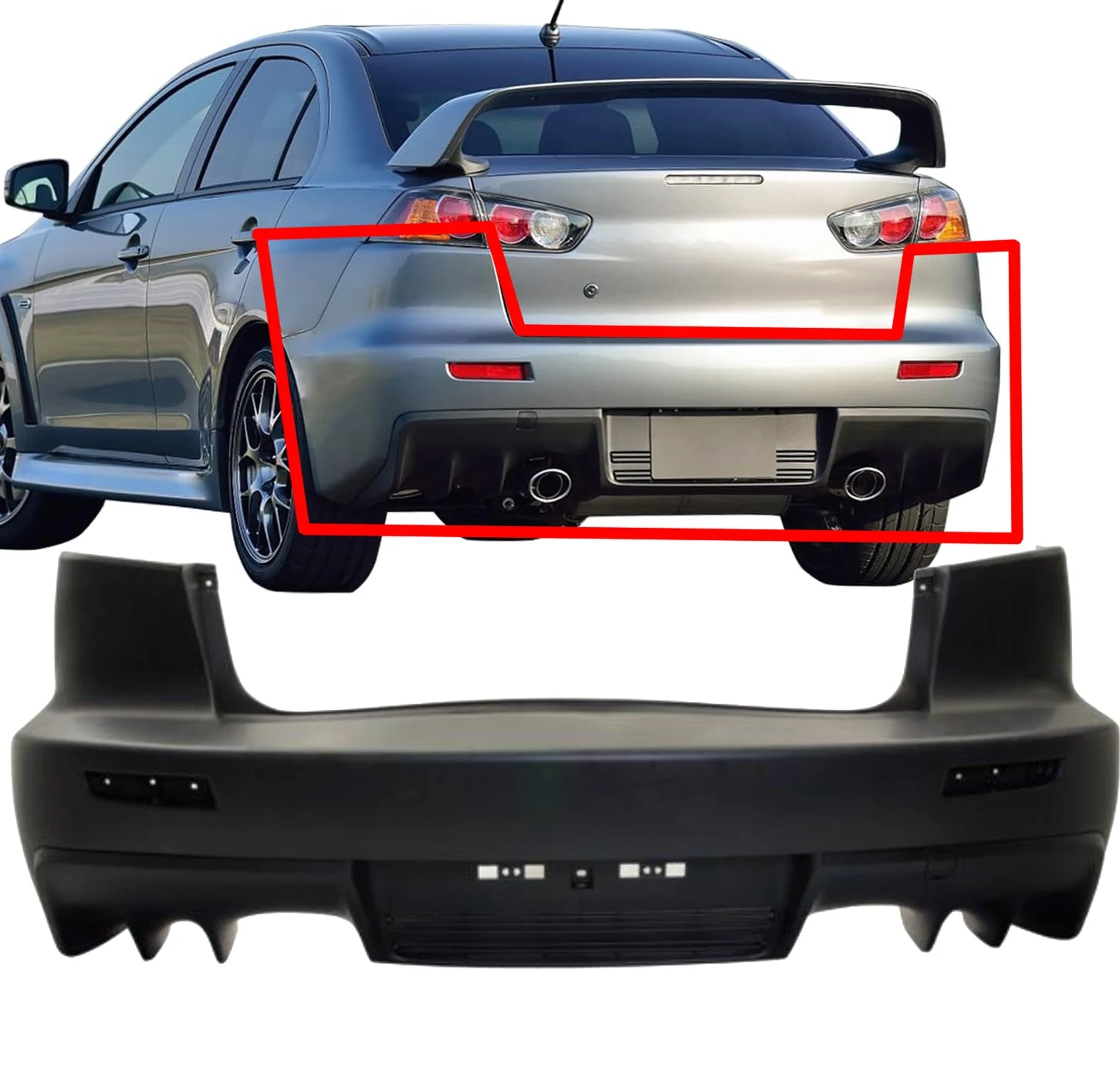 car PP Rear Bumper Conversion Guard Protector rear bumper cover for Mitsubishi Lancer EVO X Style 2008 - 2016