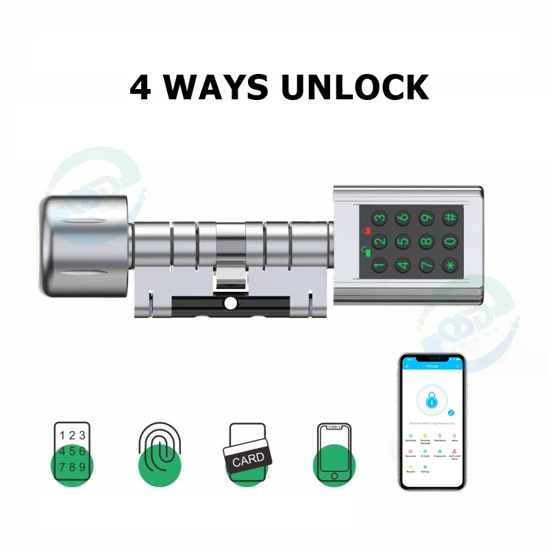 Euro Adjustable Cylinder Smart Doorlock Ip65 Waterproof Tuya Ttlock App