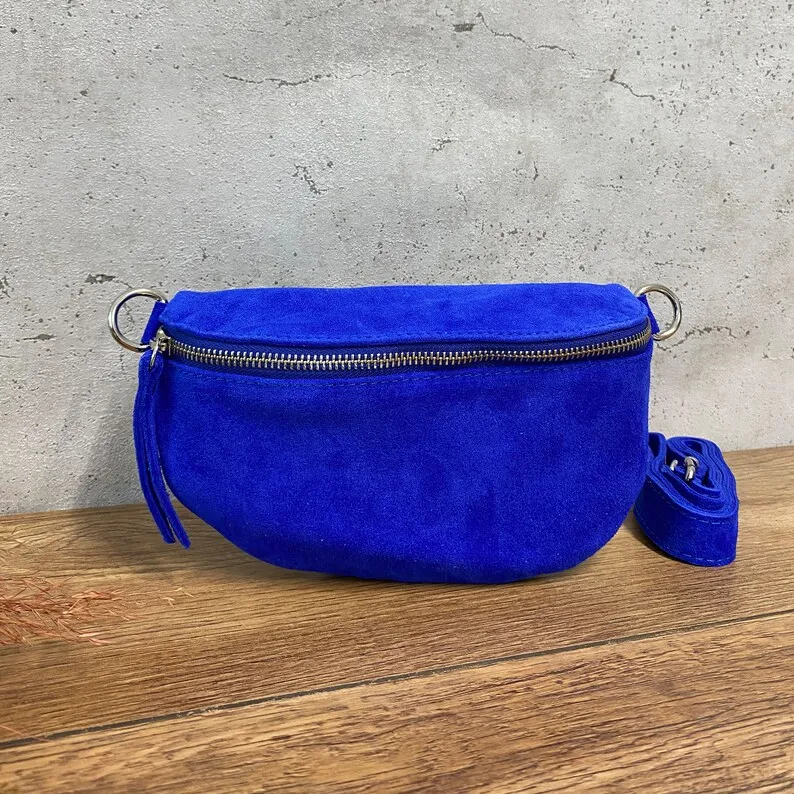 product custom sport crossbody shoulder hipbag belt fanny pack suede waist bag with adjustable leather strap-9