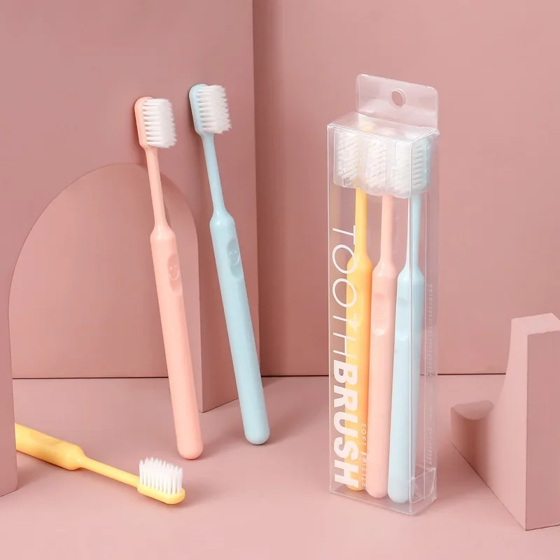 Cartoon Design 3Pcs Adult Toothbrush Set Safe Soft Nylon Bristles with PP Handle & Tongue Cleaner for Home Travel Use
