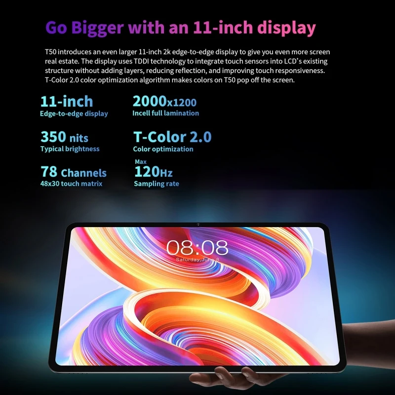 Teclast T50 Tablet PC - 11 Inch, 8GB+128GB, Android 12