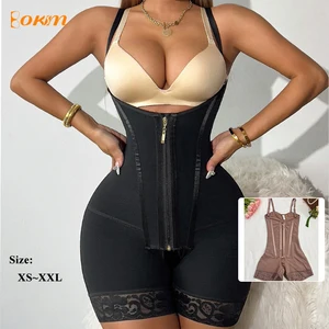 Women's Full Body Shaper Bodysuit Zipper & Hook Waist Trainer with Double Layer One Piece Shaperwear Workout Body Shaper