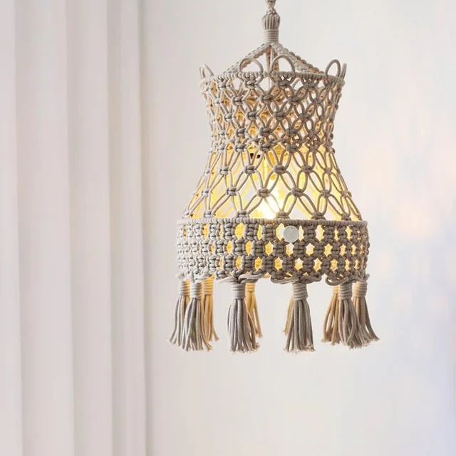 Boho Style hand Woven cotton Rope Cotton macrame Lampshade