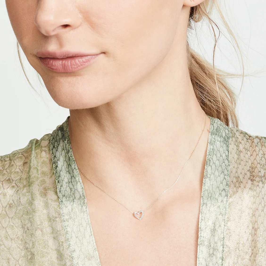 LOZRUNVE серебро 925 пробы Алмазный кубический циркон ожерелье с открытым сердцем ювелирные