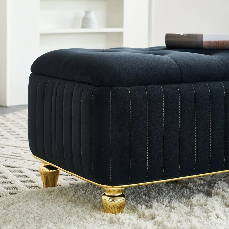 Elvarenae Dorelle Velvet Storage Ottoman — product detail
