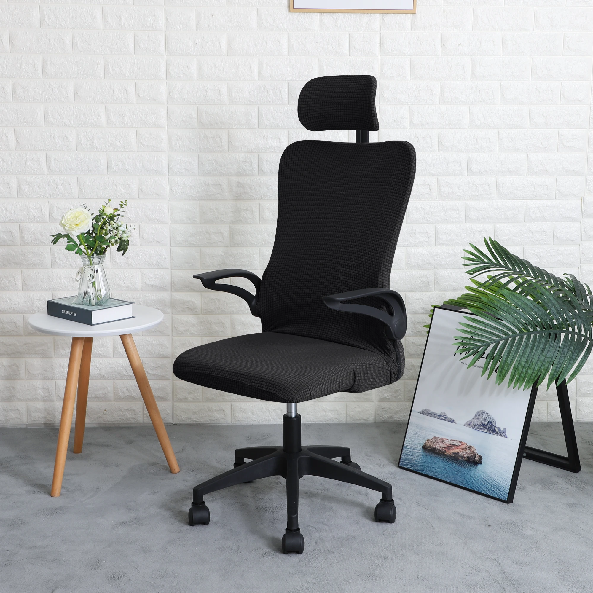 Forcheer Ergonomic Office Chair Cover Set With Headrest Cover Water Repellent Managerial Chair Cover for Office Executive Chair
