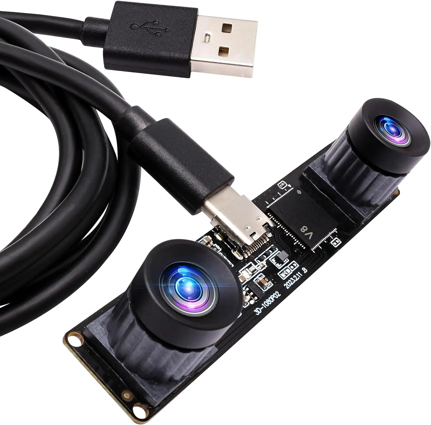 ELP Dual Lens 3D Stereo Webcam Module Synchronization 1080p 60fps High Speed PC Web Camera for Stereoscopic AI Computer Vision