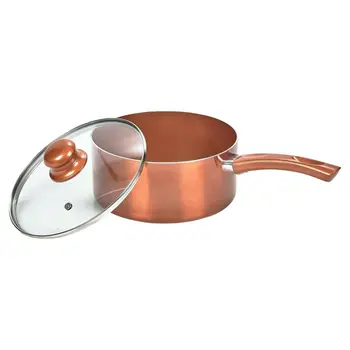Kitchen Copper Ceramic coating Cooking caraway food saucepan porcelain cookware set With Two Handle Glass Lid