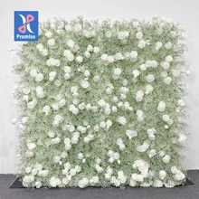 Promise Roll Up White Wall Baby Breath 3d Flower Wall Backdrop Decoration for Wedding Backdrop