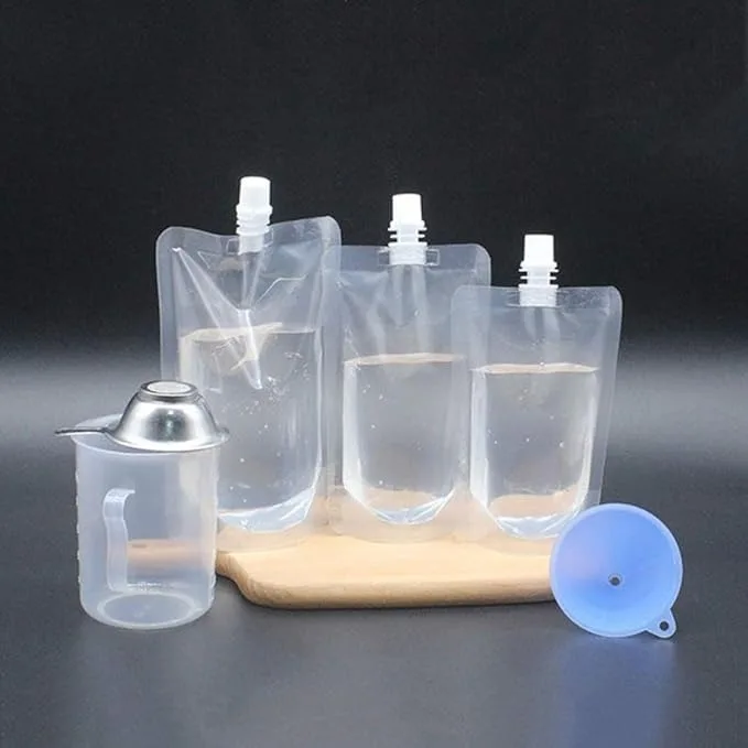 250 ml 500ml plastic packaging transparent clear liquid water juice drink pouches squeeze spout pouch bag with spout