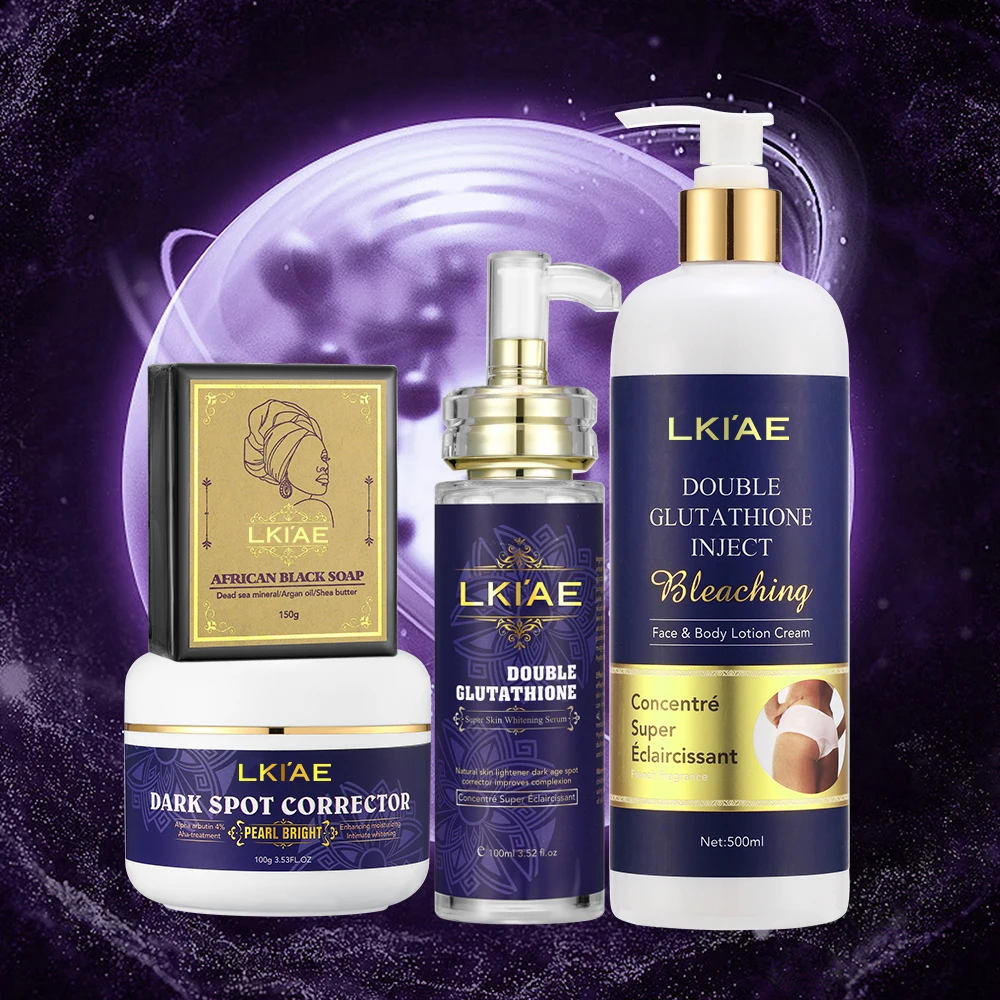 Black Skin Set Vitamin C + E Anti Aging Double Glutathione Niacinamide Brightening Whitening Skin Care Set for Women