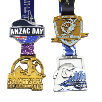 manufactures custom logo award medal with ribbon blank gold silver bronze honour cycling running marathon metal sports medals