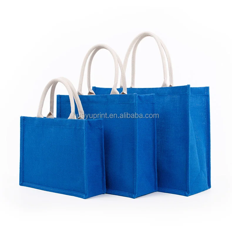 Eco-friendly Wholesale Fashion Burlap Bag Shopping Bag Portable Burlap Eco Laminating Jute Tote Bag Printable Logo manufacture