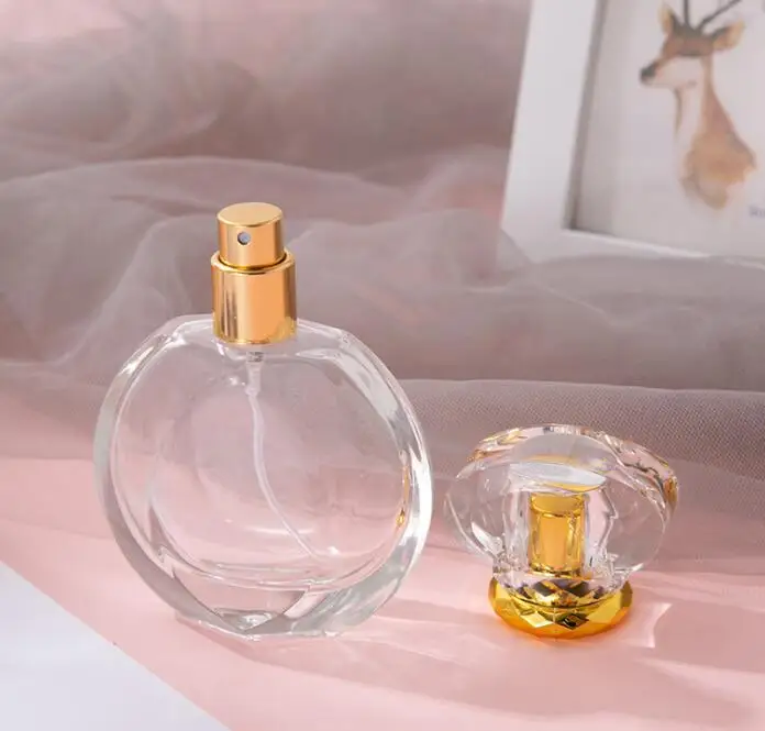 SGS Round Transparent Perfume Bottle 50ml 60ml Glass Cologne Bottles