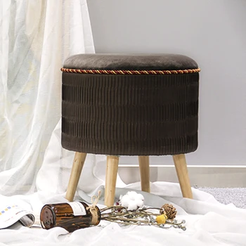 Unique European Style Tufted Velvet Ottoman Stool Set with Storage Factory Price Pouffe Footstool