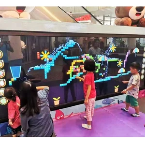Interactive Virtual Flowing  Water Wall Equipment Big LED Screen Display Touch Screen AR Games for Kids Indoor Playground