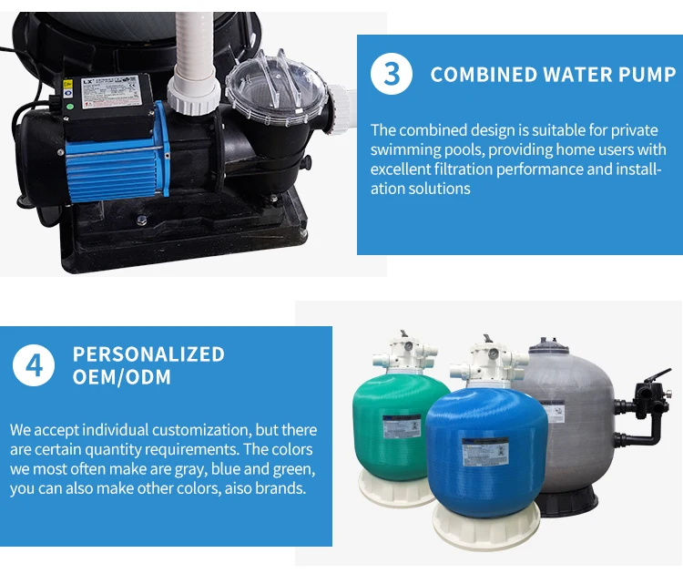 New Release Combo 6way Fiberglass Sand Filter Pump Swimming Pool Sand